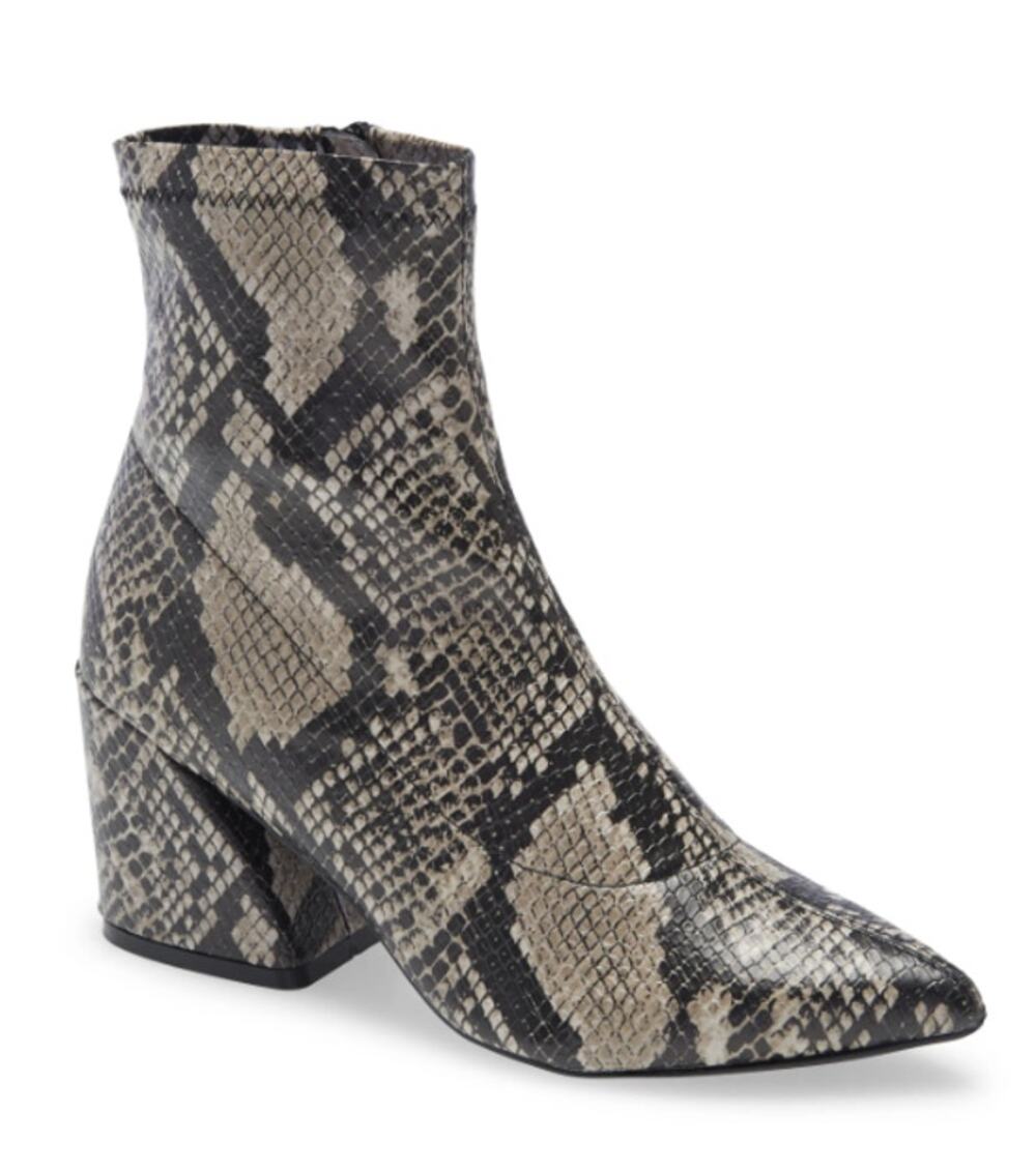 Steve Madden Edith Snake Print Ankle Booties Pointed Toe Block Heel Western Glam